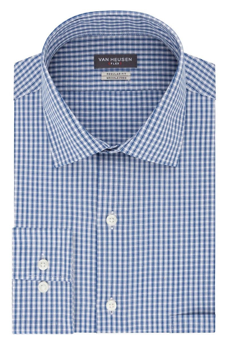 Van Heusen men's Regular Fit Flex Collar Check Dress Shirt, Midnight, 17.5 Neck 34 -35 Sleeve X-Large US - Image 3